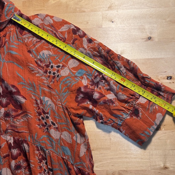 Natural Life Rebecca Tiered Midi Dress Orange Floral Size M Pockets Boho - Picture 6 of 10